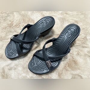 CROCS Cyprus heel Black Strappy Sandals size 9